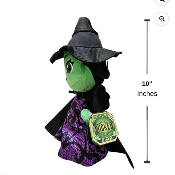 Green Elphaba Witch Plush Doll with Black Hat and Purple Dress - Picture 3 of 10
